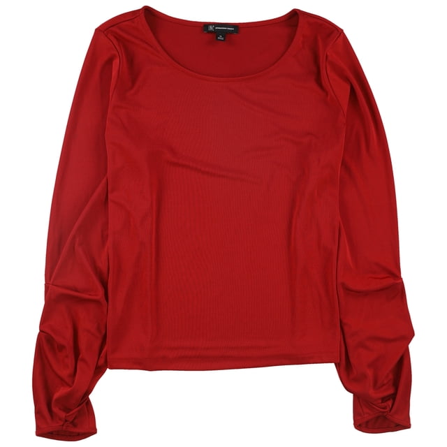 I.N.C Blouse à Manches Ballon pour Femmes, Rouge, Très Petit