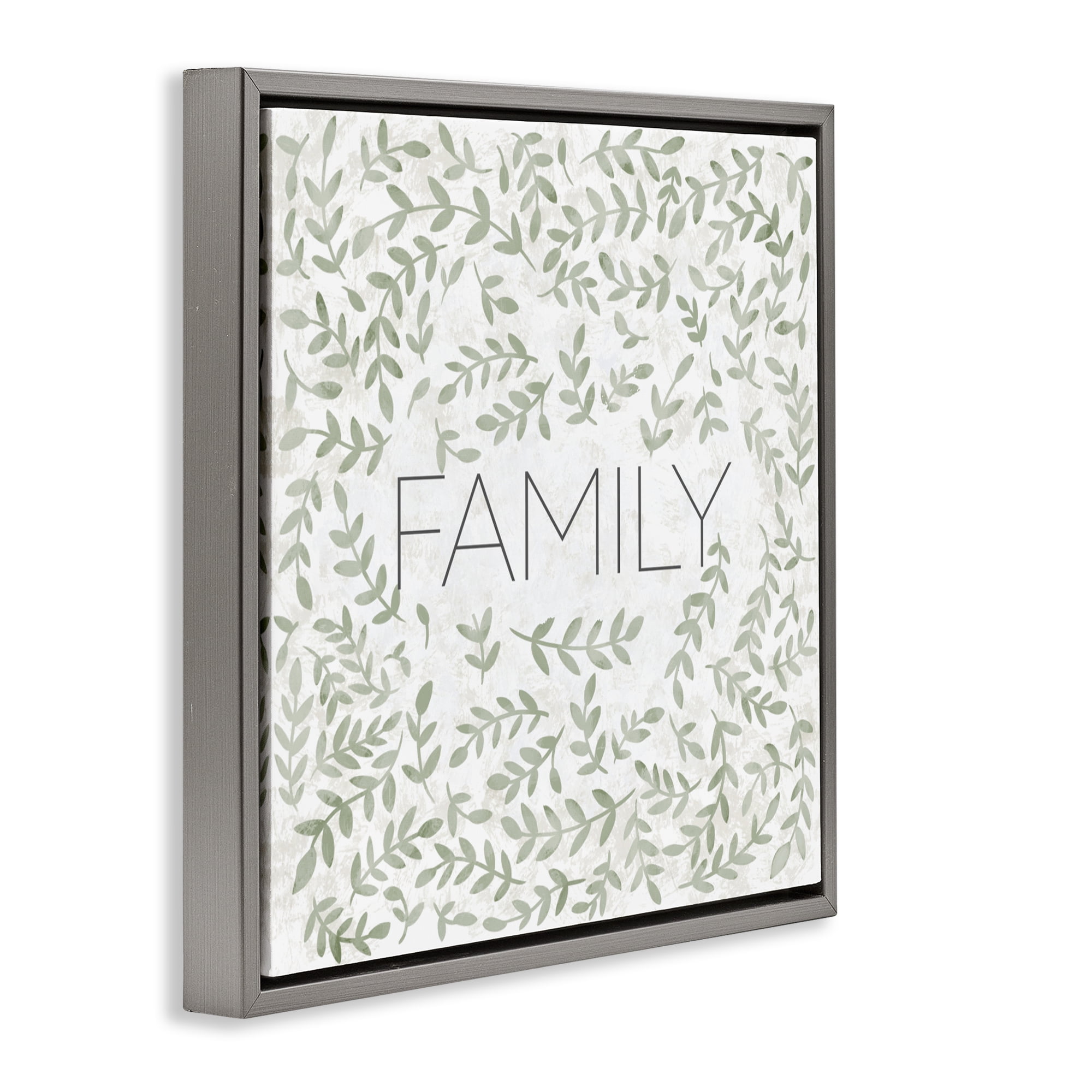 Stupell Industries Curved Ivy Sprigs Family Gray Framed Floater Canvas Wall Art, design by SD Graphics Studio
