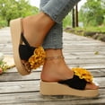 thumbnail image 5 of Mepaouo Platform Flip Flops for Women 2025 Flower Wedge Thong Sandals Summer Beach Slip on Slides, 5 of 7