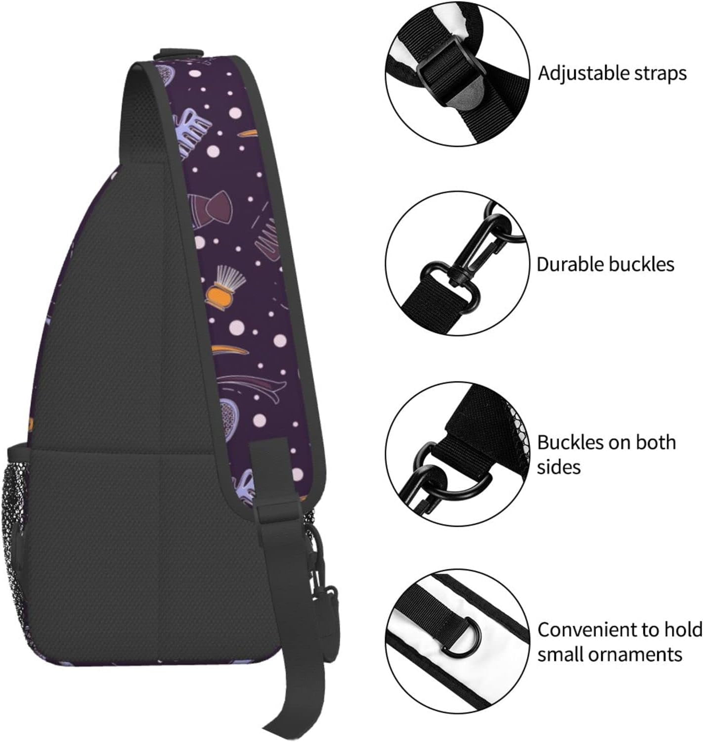 Barber Salon Tools Pattern Sling Bag Crossbody Hiking Travel Chest Bags Backpack Shoulder Daypack for Women Men