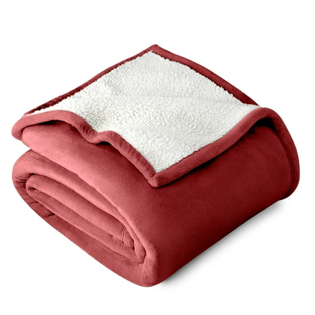 Bare Home Couverture de Lit en Sherpa Pelucheuse - Duveteuse et Douce - Réversible - Légère - Lit Simple/simple TG, Bois de Rose