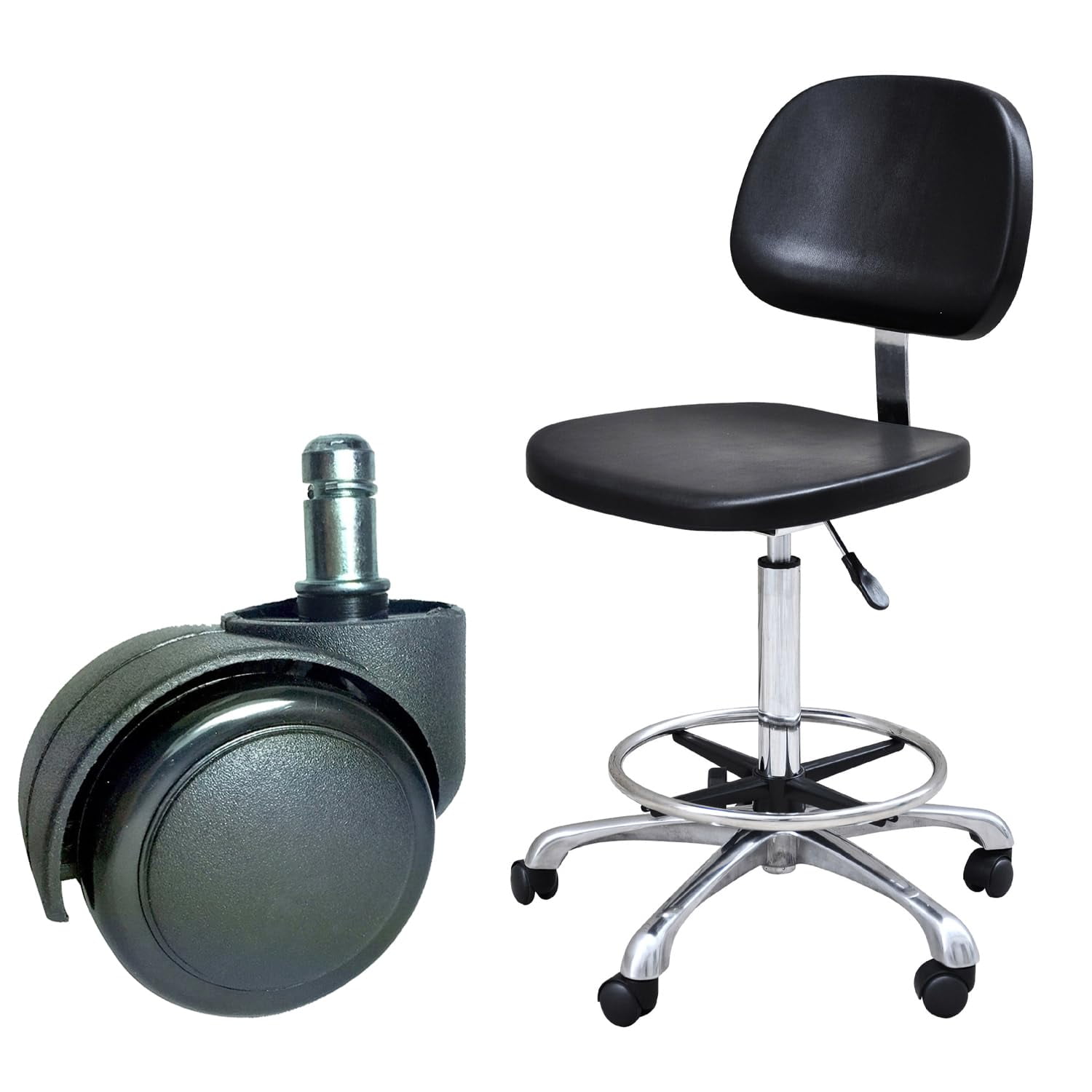 Office Chair Wheels Replacement - Desk Chair Wheels Universal Fit,Safe for All Floor or Carpet, Quick & Quiet Rolling Chair Casters Luggage Wheels, Wheels for Cart(ZT08,Set of 5)