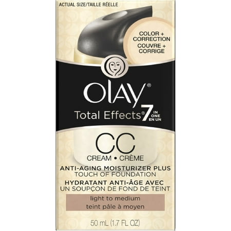 OLAY Total Effects 7 In One Anti-Aging Moisturizer + Touch Of Foundation Light To Medium 1.7 oz (Pack of 2)