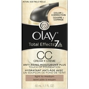 OLAY Total Effects 7 In One Anti-Aging Moisturizer + Touch Of Foundation Light To Medium 1.7 oz (Pack of 2)