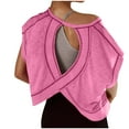 thumbnail image 1 of Chbgutlmr Yoga Tops for Women Round Neck Short Sleeve Oversize Tees Backless Athletic Gym Workout Tops, 1 of 5