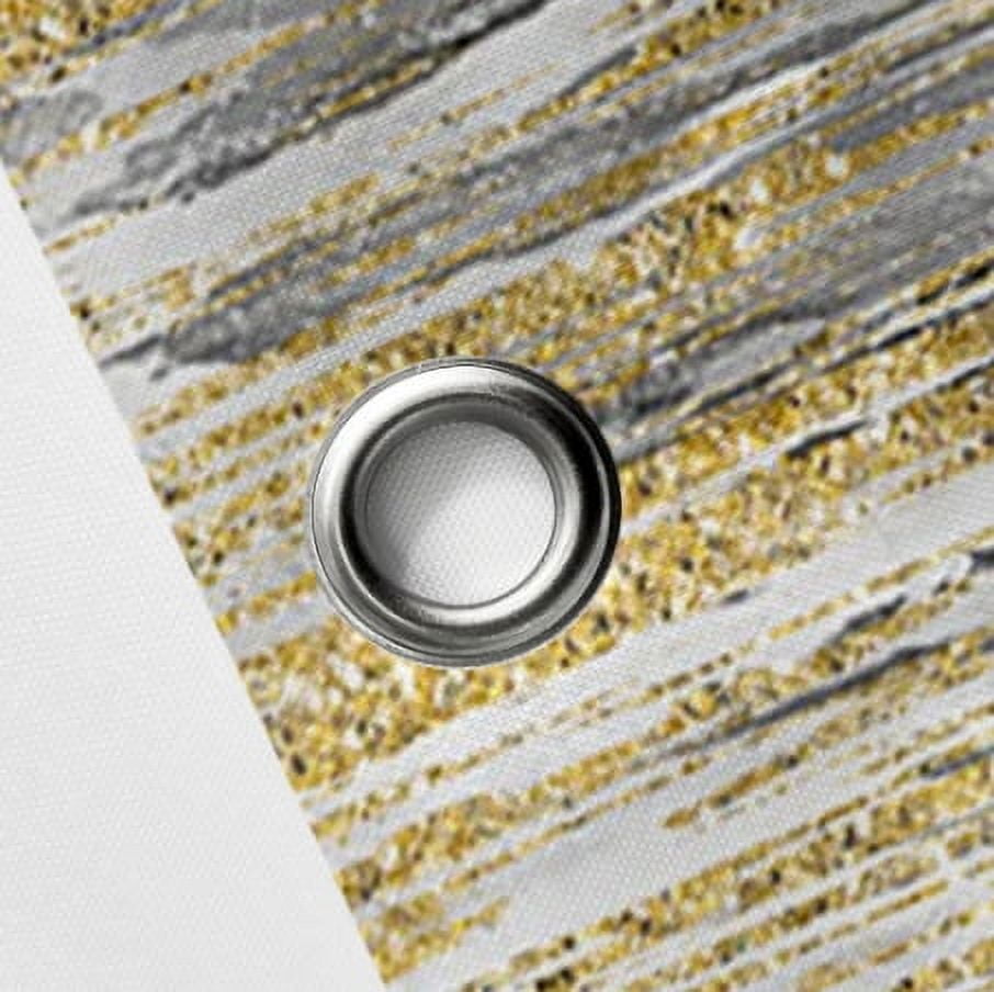 Abstract Shower Curtain, Modern Aesthetic Stripe Shower Curtain Sets With 12 Hooks For Bathtub Bathroom Gray Yellow Contemporary Abstract Painting Fabric
