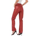 thumbnail image 5 of HDE Women's Faux Leather Pants High Waisted Trousers with Pockets Red S, 5 of 6