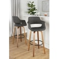 thumbnail image 3 of Vintage Flair 30" Mid-Century Modern Fixed-Height Barstool with Swivel in Walnut Wood and Charcoal Fabric with Round Black Metal Footrest by LumiSource - Set of 2, 3 of 4