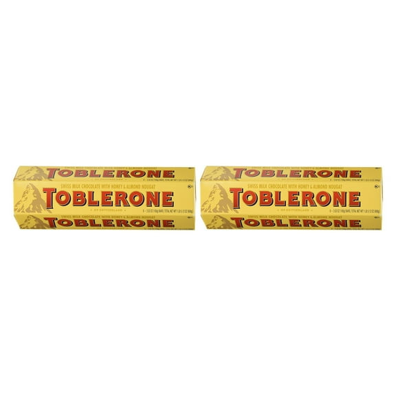 Toblerone Swiss milk chocolate with honey and Almond Nougat - 2 packs of 6 bars