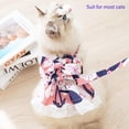 thumbnail image 2 of Dog Harness Dress for Small Dog Floral Dog Harness and Leash Set Bow Knot Puppy Princess Skirt with D-Ring Mesh Summer Pet Clothes for Cat Dogs (Small, Blue), 2 of 6