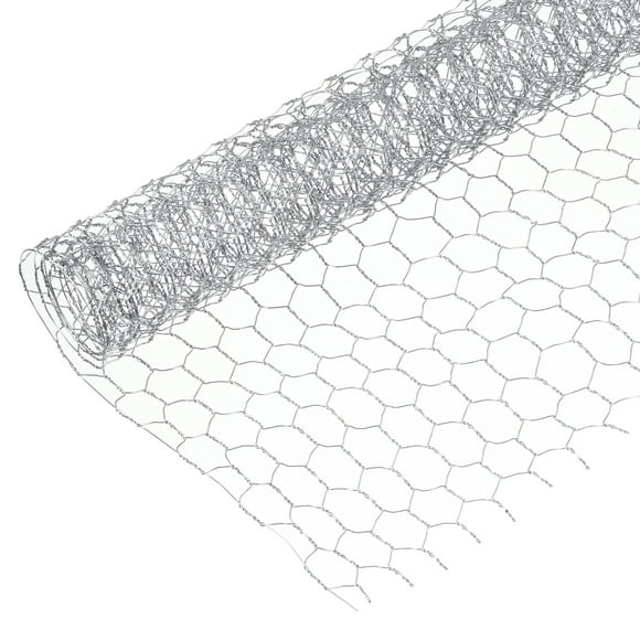 Unique Bargains 39.4'x13.8' Chicken Wire Net Floral Wire Netting Hexagonal Mesh Galvanized Iron, Silver Tone