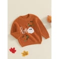 thumbnail image 5 of Loicainy Toddler Baby Boys Girls Halloween Sweaters 3 6 9 12 18 24 Months 2T 3T Witch Pumpkin Letter Ghost Long Sleeve Round Neck Ribbed Knitted Pullover Tops, 5 of 9