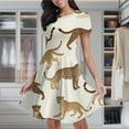 thumbnail image 2 of Cheetah Seamless Pattern Women's Classic Swing Skater Dress Casual Work Party Cocktail Dresses, 2 of 6