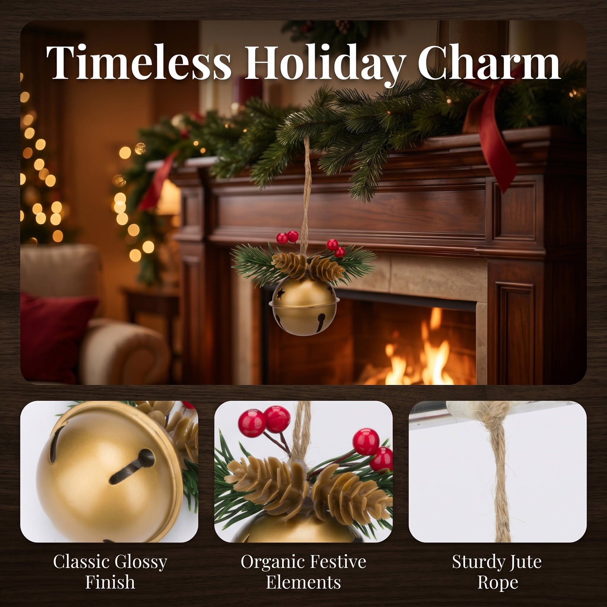 Unique Bargains 2Pcs Vintage Iron Door Knob Protection Hanging Bells Gold 2" x 2" x 5.1"