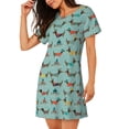 thumbnail image 2 of Disketp winter ski Dachshund para Camisón Corto de Manga Corta para Mujeres, Camisón Cómodo con Escote Redondo, Bonito y Confortable, 2 of 6