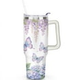 thumbnail image 2 of Butterflies and Purple Hydrangeas 40 Oz Tumbler with Handle Lid and Straw, Stainless Steel Double Walled Vacuum Insulated Cup, Cute Birthday Gifts Tumbler for Women Men Friends, 2 of 7