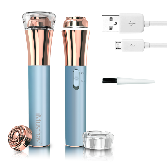 iMusthav Flawless Facial Hair Remover Trimmer Epilator, Painless Electric Razor, 18K Gold-Plated, USB Rechargeable, 360° LED For Face and Lip Hair.