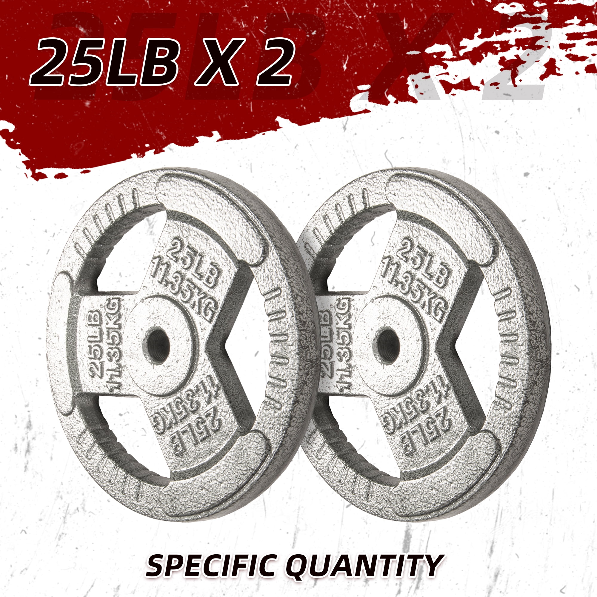 Signature Fitness Cast Iron Weight Plates for Strength Training, Fits 1-Inch Barbell, Multiple Size Options