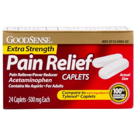 GoodSense Acetaminophen Extra Strength, Pain Reliever/Fever Reducer Caplets, 500 mg, 100 Count