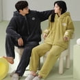 thumbnail image 1 of Pijamas de pareja Otoño e Invierno Polar Coral Hombres y Mujeres Polar Espesado Franela Con Capucha Invierno, 1 of 6