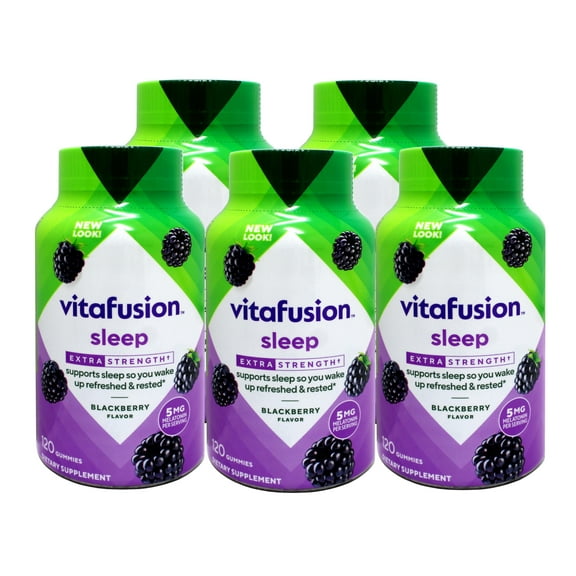 5 Pack - Vitafusion Extra Strength Melatonin Gummy Vitamins, Sleep Supplements, Blackberry Flavor, 120 Count