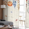 thumbnail image 4 of Orange Blue Leaves Fall Semi Sheer Curtains 63 Inch Length 2 Panels Set,Thanksgiving Small Pumpkins Weeping Sheer Kitchen Curtain Voile Window Curtain for Living Room Bedroom Rod Pocket Drapes, 4 of 7