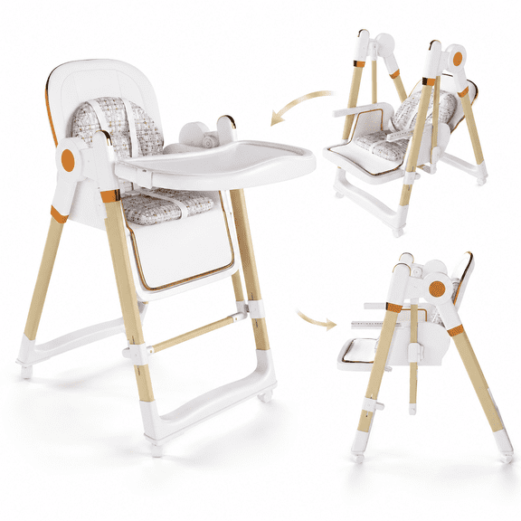 Jinwomen 2-in-1 Convertible Baby High Chair and Rocker, Foldable, White