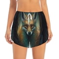 thumbnail image 2 of Cauagu Vintage Pattern Fox Print Women's 2 in 1 Running Shorts Athletic Workout Gym Yoga Shorts Running Shorts for Women-Small, 2 of 7