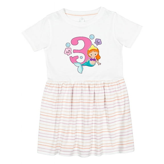 Inktastic I Am 3 Years Old Birthday with Mermaid Girls Toddler Dress