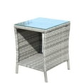 thumbnail image 6 of Gzxs Outdoor Small Patio Table w/ Glass Top, PE Rattan Coffee Table, 2-Tier Square Wicker Side Table for Patio, Balcony & Porch (Gray, 19.25"L x 19.25"W x 21"H), 6 of 7