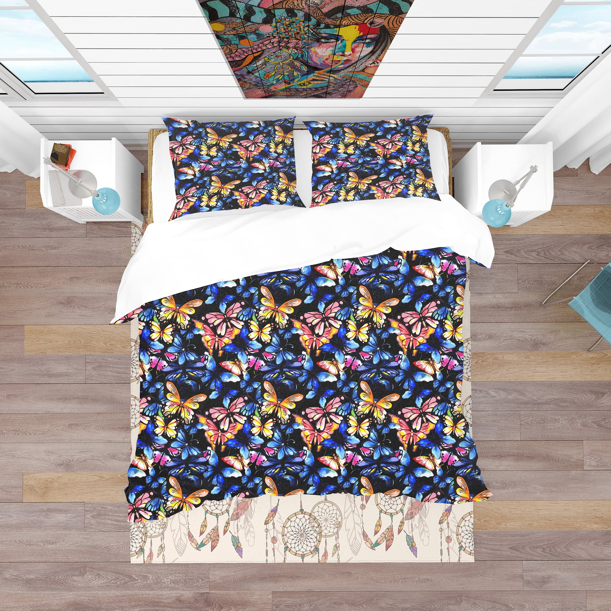 Designart 'Watercolor Butterfly Pattern' Modern & Contemporary Duvet Cover Set