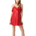 thumbnail image 2 of Defitshape Women's Summer Satin Nightgown Sexy Spaghetti Strap Slip Nightdress Chemise Lingerie V Neck Silky Sleeveless Red Small, 2 of 4