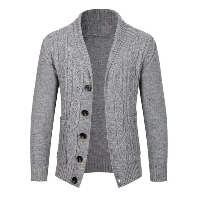 Men's Cardigan Winter Fashionable Knitted Sweater Jacket European Style Casual Solid Color Comfortable Lightweight