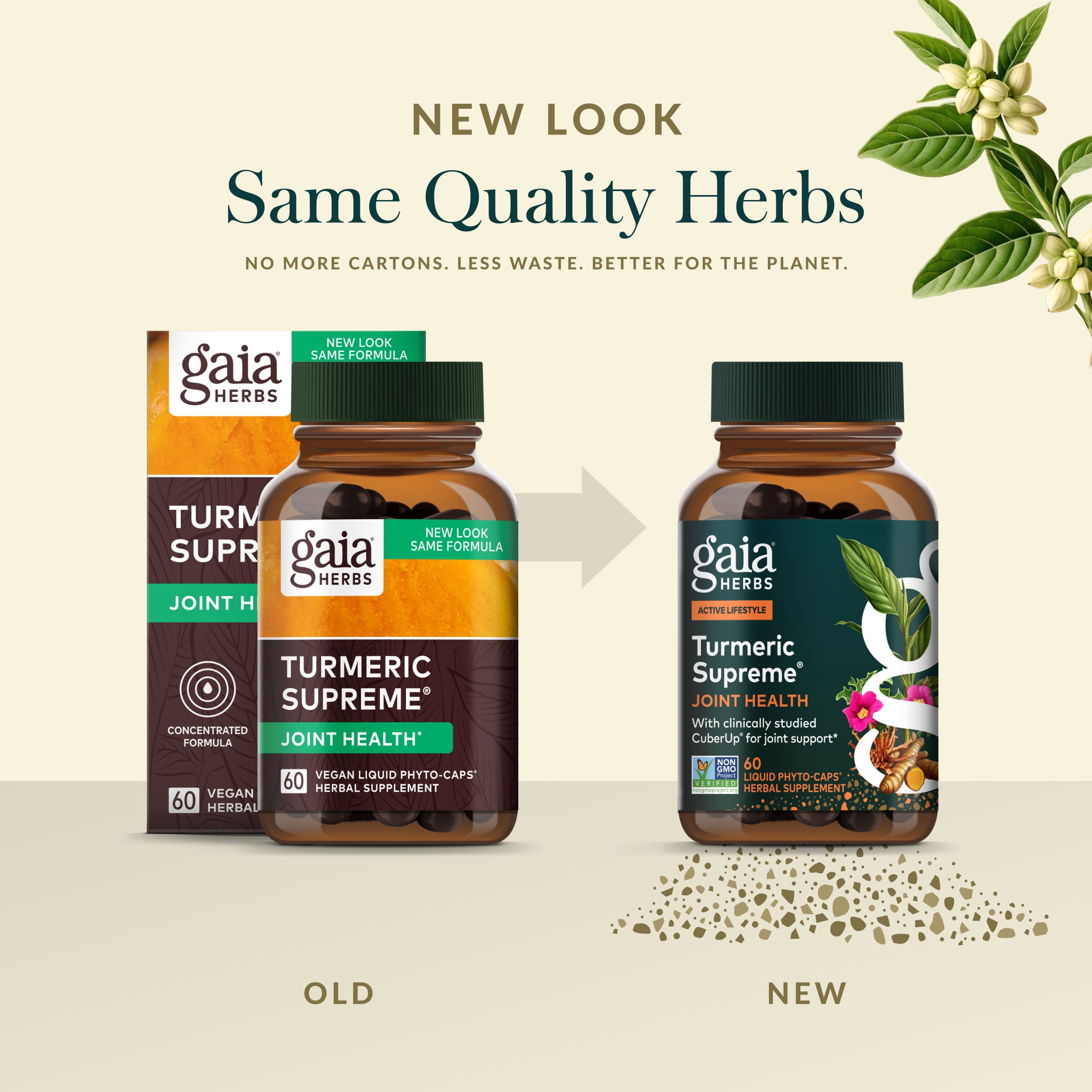 Gaia Herbs Turmeric Supreme Joint Health - Joint Support Supplement with Cucumber, Quercetin, Black Pepper, Ginger Root, Curcuminoids & More* - 60 Liquid Phyto-Caps (30 Servings)