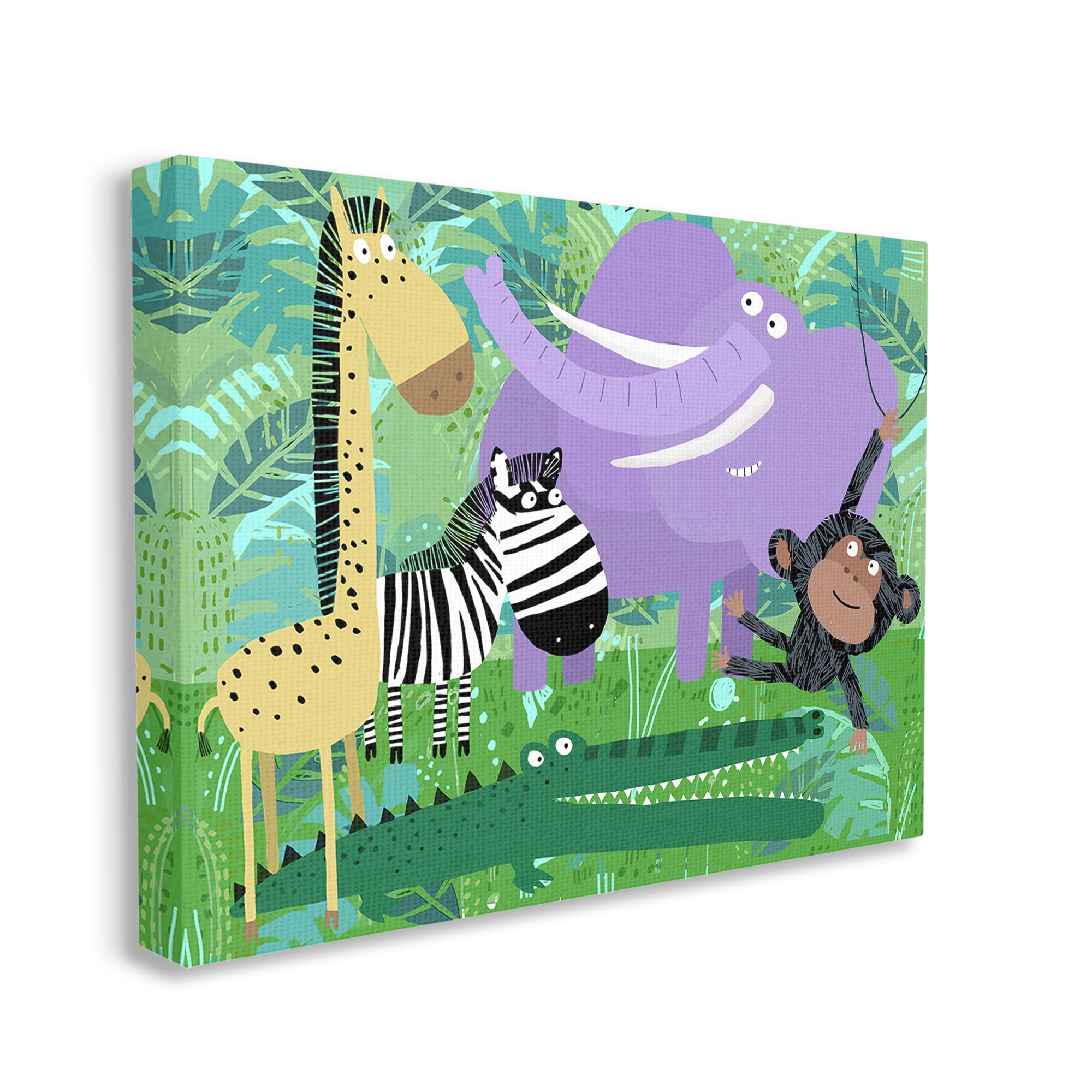 Stupell Industries Jungle Wildlife Animals Animals & Insects Painting Gallery Wrapped Canvas Art Print Wall Art, 40 x 30