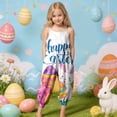 thumbnail image 2 of Staki Girl Overalls Toddler Baby Girl Easter Outfit Rabbit Sleeveless Romper Jumpsuit Overalls Bunny Pants Leggings 1-10Y(White,1-2 Years), 2 of 6