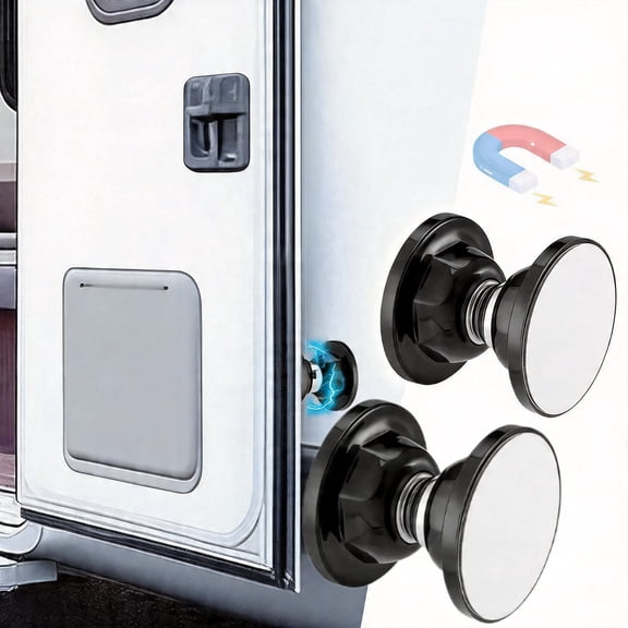 ClaraHome RV Magnetic Door Catch Stopper Heavy Duty Magnetic Holder with Adhesive and Screws 2-Pack Standard Size Black