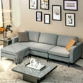 thumbnail image 3 of Costway Modular L-shaped 3 Seat Sectional Sofa w/ Reversible Chaise & 2 USB Ports Dark Grey, 3 of 10