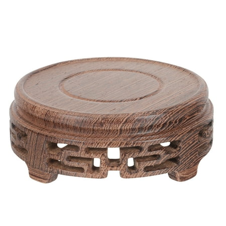 

NUOLUX Round Flowerpot Stand Teaware Display Base Wood Tea Cups Base Wood Round Tray