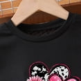 thumbnail image 4 of Wxirdiow Summer Clothes Kid Girls 2PCS Outfit Set Short Sleeve Tops & Flare Pants with Heart Print Casual Girl Clothes Black Size,4-5 Years, 4 of 7