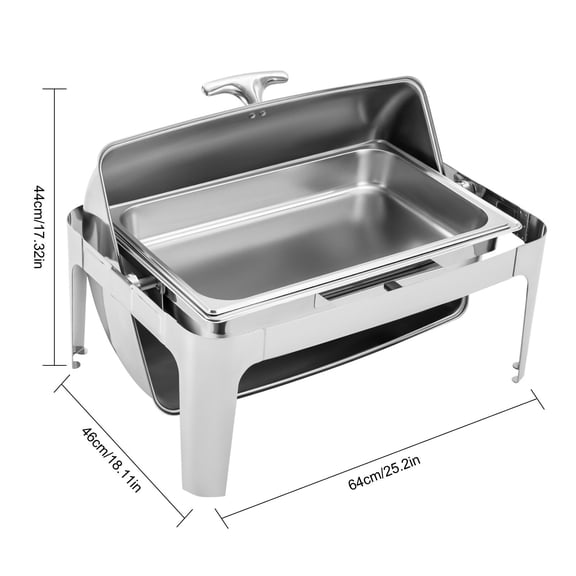 Shzicmy 9.5QT Stainless Steel Rectangular Roll Top Chafing Dish Buffet Set Pan Chafer US