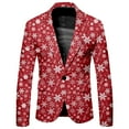 thumbnail image 6 of Adult Mens Christmas Suits 2 Piece Snowflake Print One Button Xmas Jacket Blazer And Trousers with Pocket Set Slim Fit Winter Ugly Mens Suits, 6 of 7