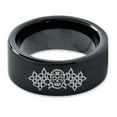 thumbnail image 2 of Tungsten Dia De Los Muertos Day of the Dead Band Ring 9mm Men Women Comfort Fit Black Flat Cut Brushed Polished, 2 of 4