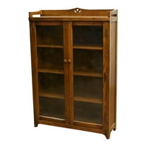 Pemberly Row Modern Arts and Crafts Wood Curio Cabinet in Walnut