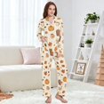 thumbnail image 4 of FORMRS Womens Pajama Set Long Sleeve Top and Pants with Pockets Soft Comfy Lounge Sleepwear, Sizes S-2XL, Fall Beige Pumpkin, 4 of 7