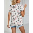 thumbnail image 3 of TEMOFON T-Shirts for Women Summer Petal Short Sleeve Tops CasualLace V Neck Floral Printed Blouse Dressy Bohemian Ladies Shirts Tunic Tops White Floral, 3 of 4