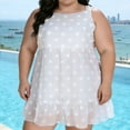 thumbnail image 1 of HongQid Womens Summer Sleeveless Dresses Casual Tunic Ruffle Polka Chiffon Mini Dress, 1 of 7