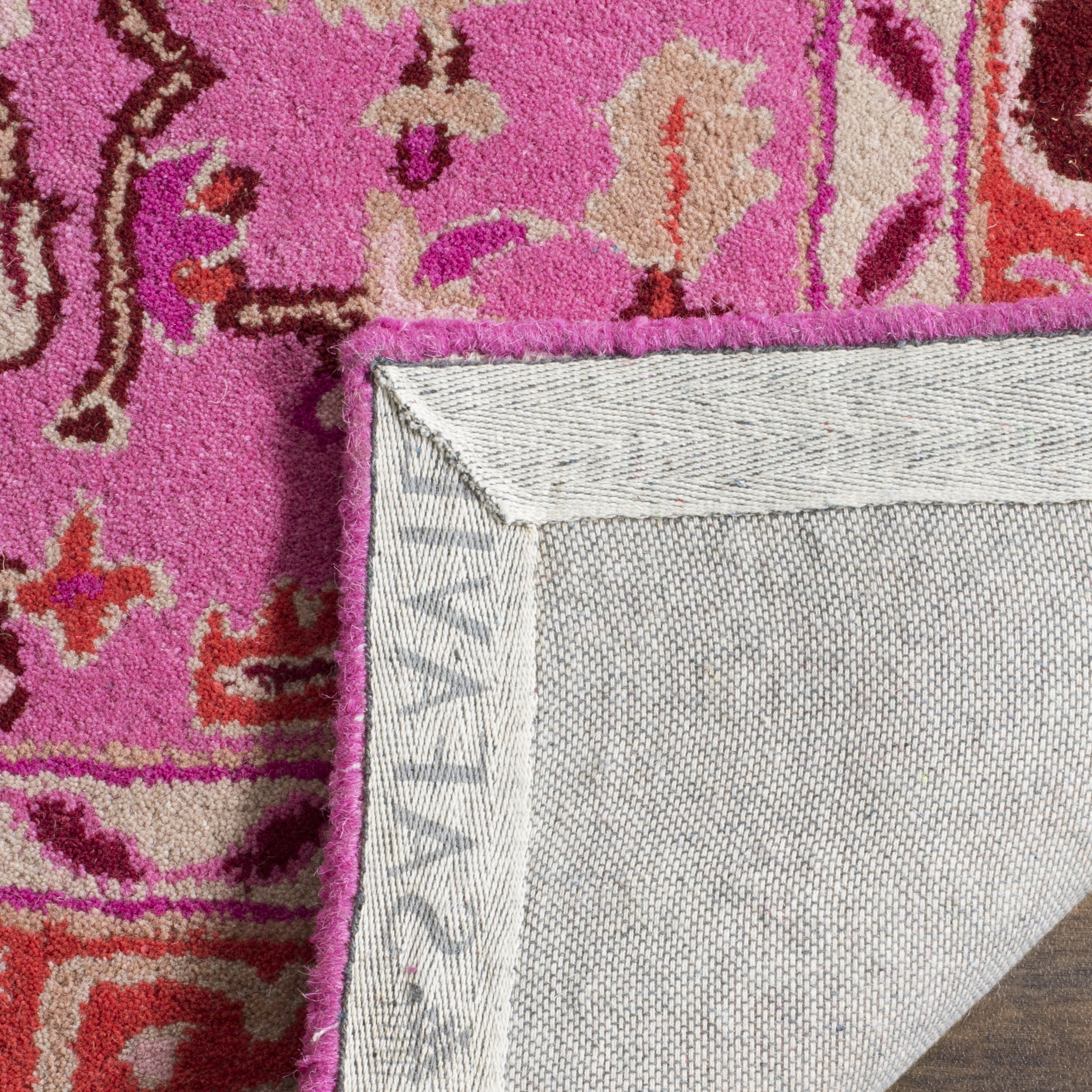 SAFAVIEH Bellagio Major Bordered Wool Runner Rug, Red Pink/Ivory, 2'3" x 7'