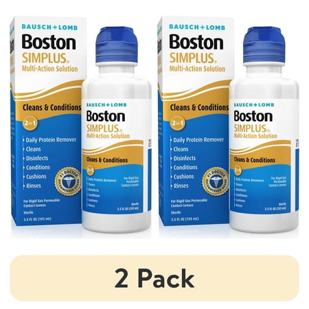 (2 pack) Boston SIMPLUS Multi-Action Contact Lens Saline Solution and Cleaner for Rigid Gas Permeable Lenses, 3.5 fl oz