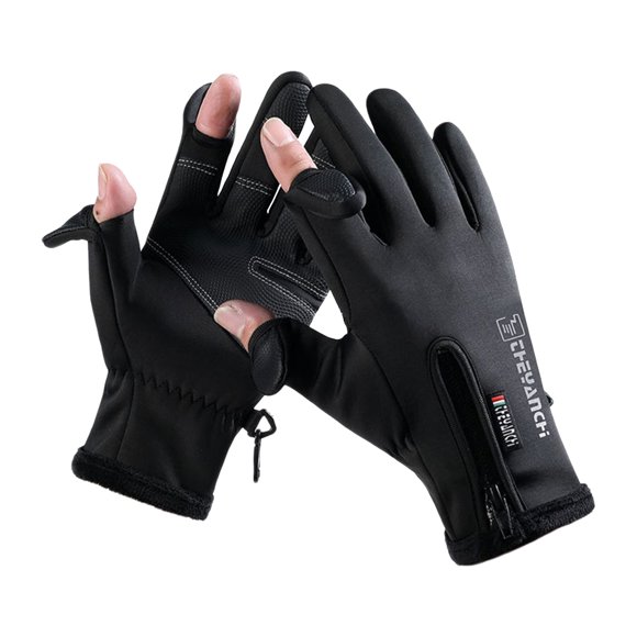 Yeacher Winter Touchscreen Warm Gloves Windproof Waterproof Gloves for Running Driving Cycling Working Anti-Slip Zipper Type Gloves, Black XL